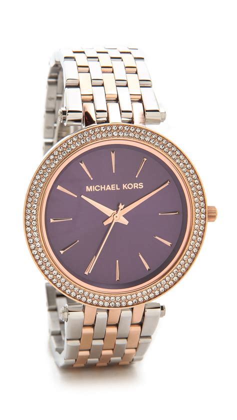 michael kors purple watch with flowers design|Michael Kors purple watch.